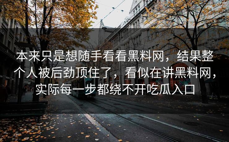 本来只是想随手看看黑料网，结果整个人被后劲顶住了，看似在讲黑料网，实际每一步都绕不开吃瓜入口