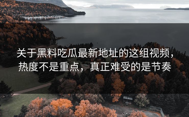 关于黑料吃瓜最新地址的这组视频，热度不是重点，真正难受的是节奏