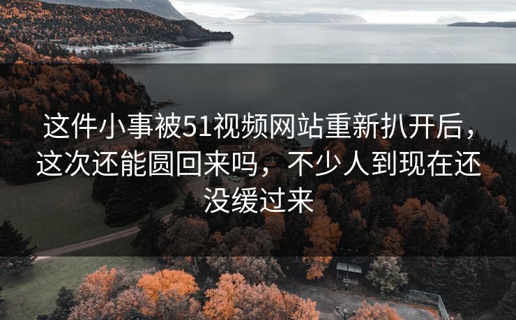这件小事被51视频网站重新扒开后，这次还能圆回来吗，不少人到现在还没缓过来